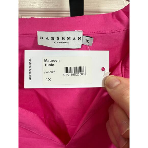 Harshman Sz 1X Maureen Tunic Cotton‎ Poplin Top in Fuchsia Quiet Luxury NEW! - Picture 7 of 7